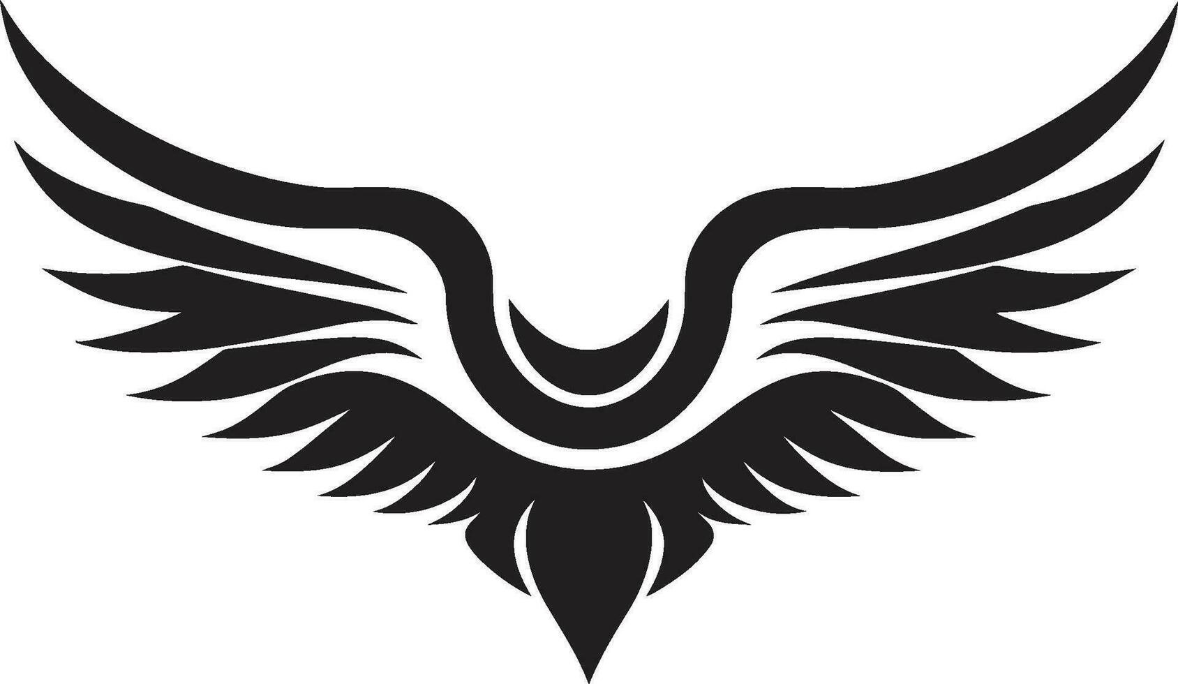 elegante símbolo do tranquilidade vetor anjo asas silhueta celestial majestade dentro monocromático emblemático Projeto