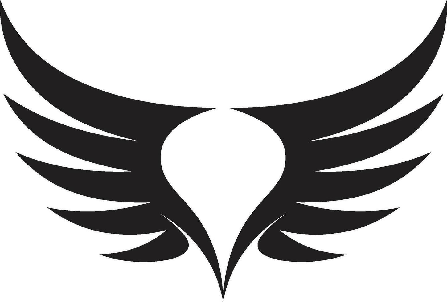 elegância dentro angélico beleza monocromático emblemático anjo asas logotipo simplista voar excelência emblemático angélico asas ícone dentro Preto vetor