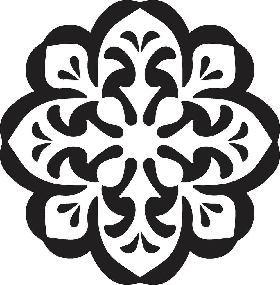 Preto e prata árabe floral padronizar logotipo árabe arte floral azulejos dentro Preto vetor ícone