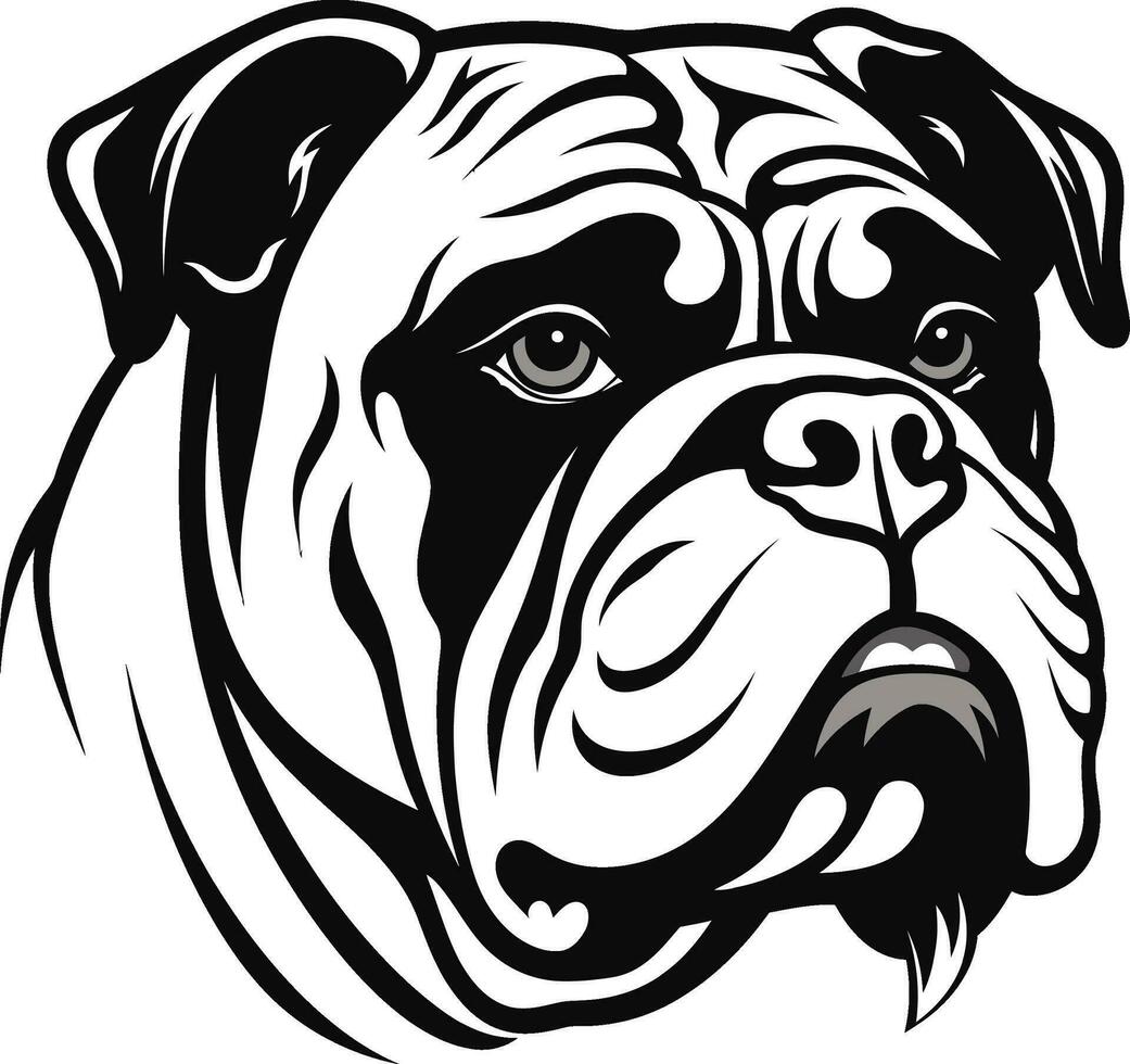 poderoso canino vetor ícone dentro Preto vetor arte buldogue emblema dentro Preto