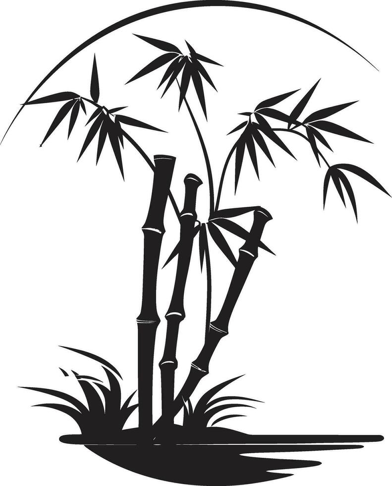 zen logotipo domínio dentro Preto elegante emblema com bambu plantar botânico beleza redefinido dentro Preto natural bambu plantar Projeto vetor