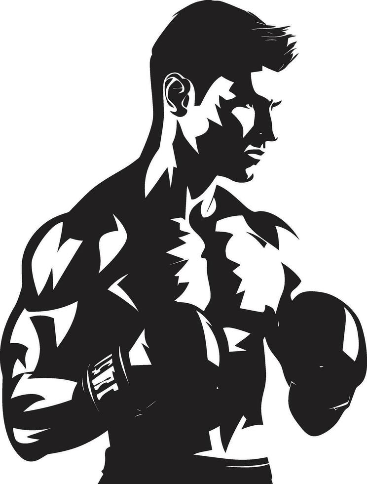 Preto e dinâmico boxe homem vetor símbolo majestoso lutador pugilista homem logotipo