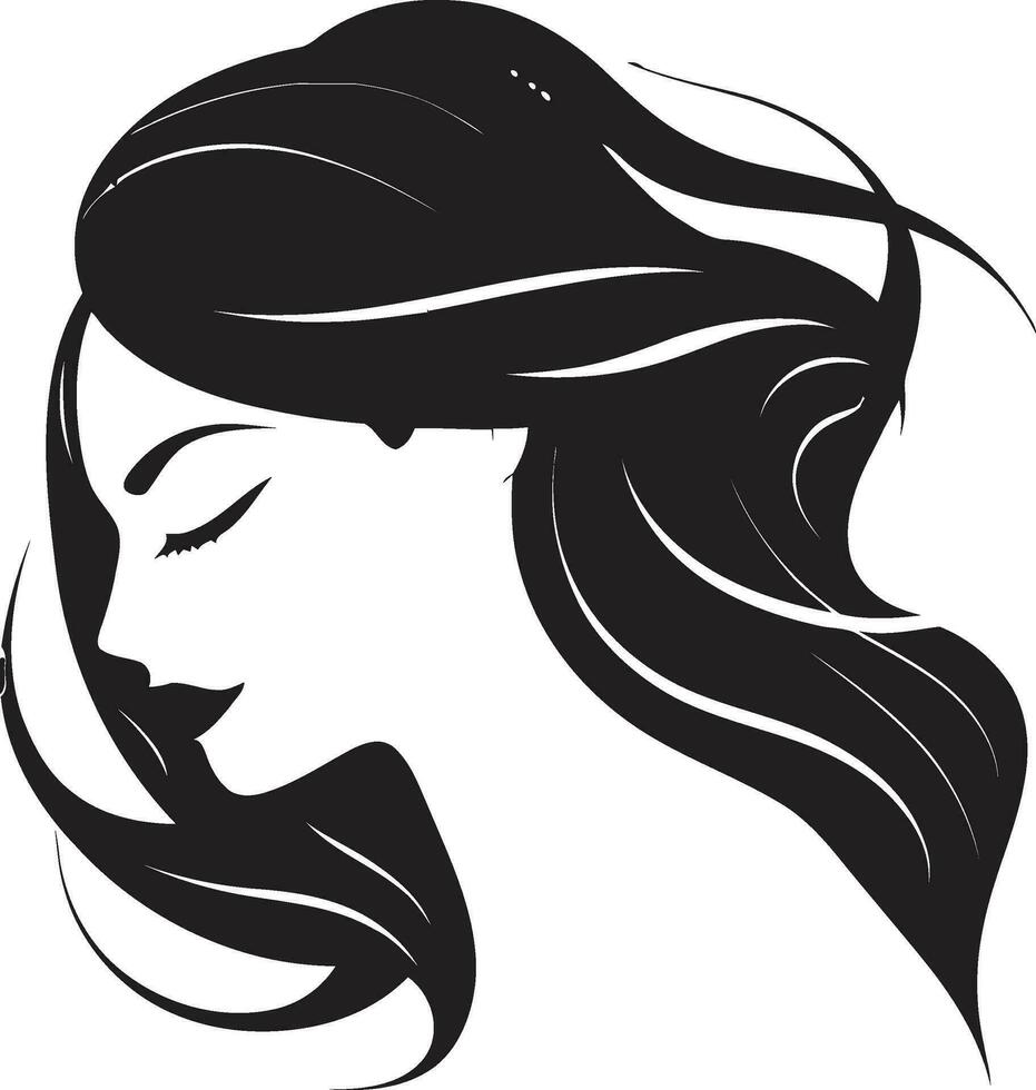 elegância dentro cada linha fêmea face logotipo feminino graça Preto logotipo apresentando uma mulher face vetor