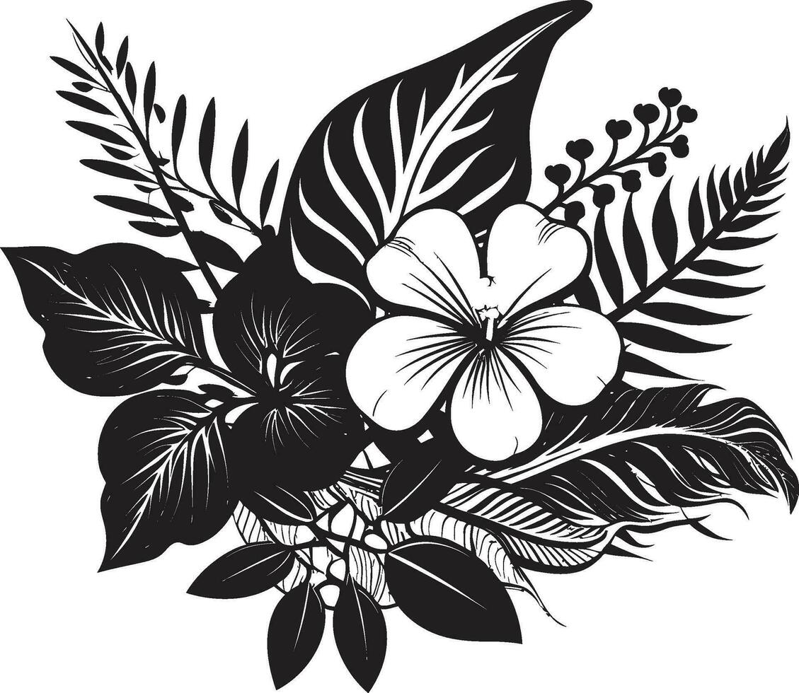 tropical elegância Preto logotipo Projeto com floral ícone Preto e negrito botânico floral vetor emblema