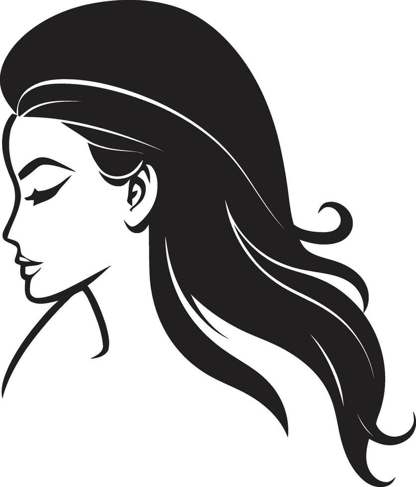 fortalecimento através beleza Preto face emblema com mulher perfil esculpido graça Preto logotipo com uma mulher rosto vetor