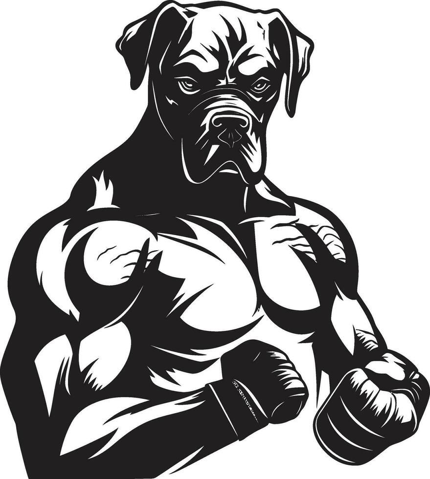 Preto e desportivo boxer cachorro vetor símbolo majestoso mascote Atlético boxer cachorro logotipo