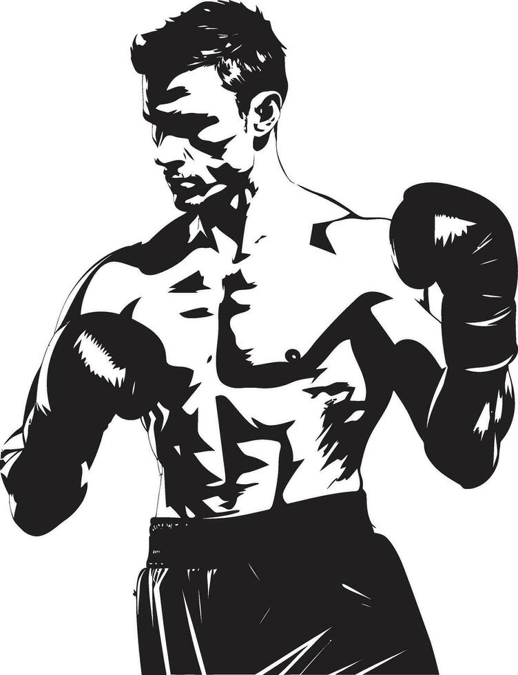 requintado desportivo arte boxe homem dentro Preto vetor boxe heroísmo Preto logotipo com pugilista homem