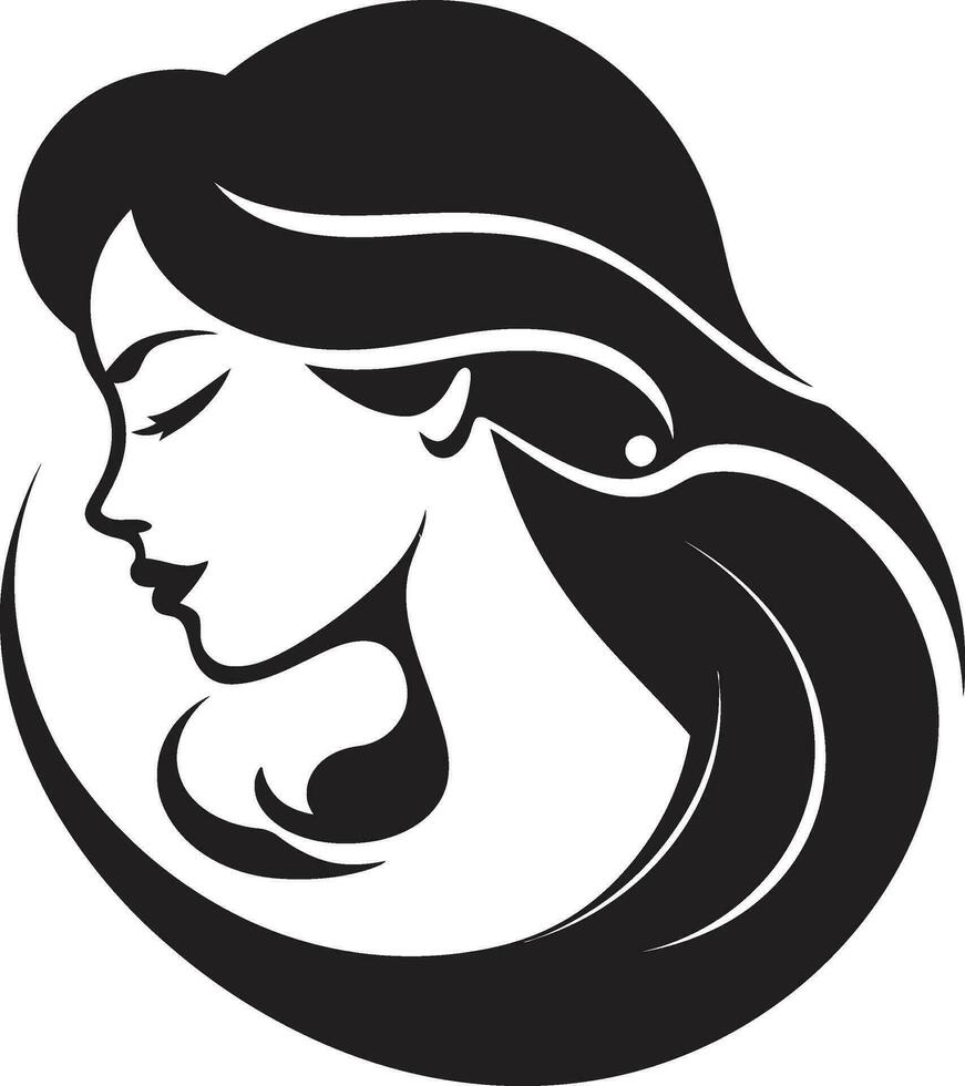 eterno fascinar logotipo com fêmea face ícone dentro Preto fortalecimento através serenidade Preto fêmea face emblema dentro logotipo vetor