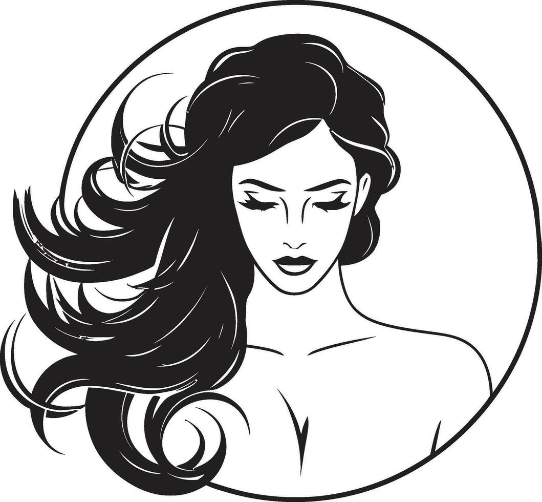 místico aura emblema com Preto fêmea perfil eterno beleza logotipo do uma mulher rosto dentro Preto vetor