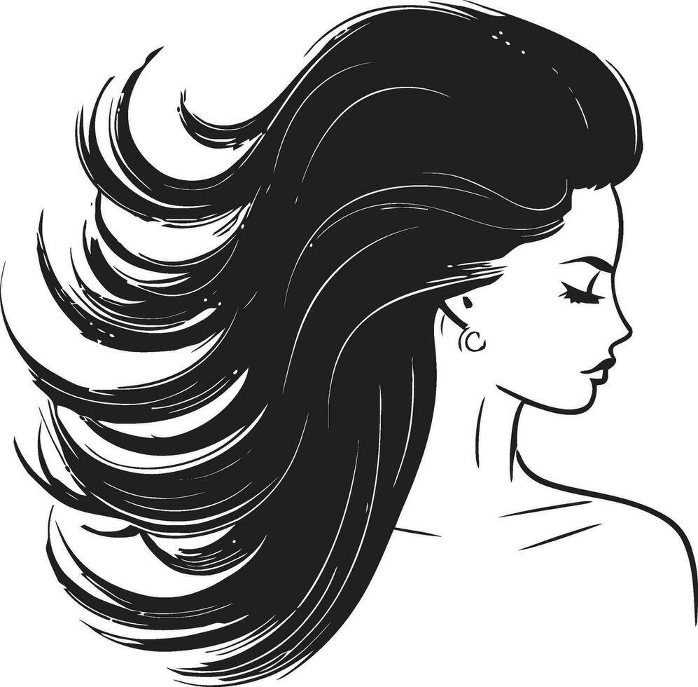 intrigante perfil logotipo com mulher face dentro monocromático fortalecimento através graça Preto fêmea face Projeto vetor