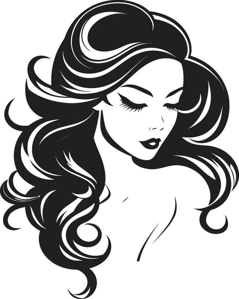 eterno beleza logotipo do uma mulher face dentro Preto fortalecimento através elegância Preto fêmea face emblema vetor