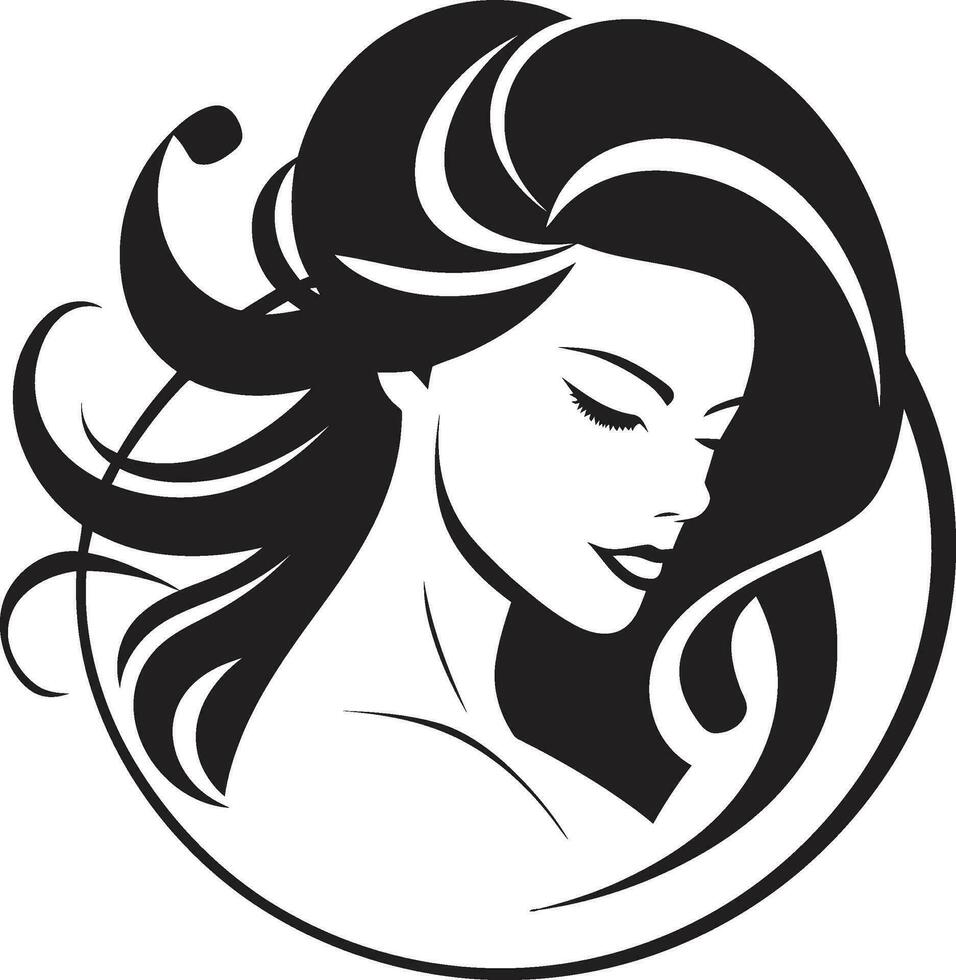 elegante mistério Preto face vetor ícone fortalecimento através beleza logotipo com fêmea face