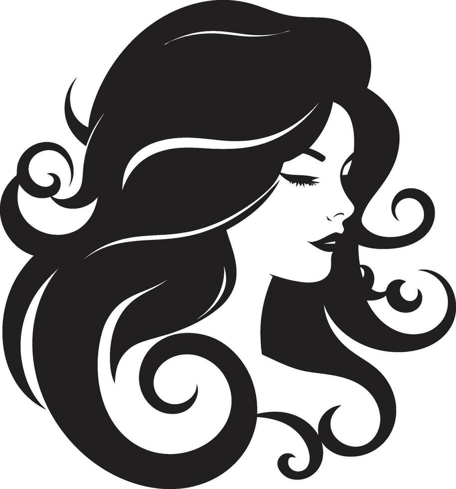 icônico simplicidade vetor ícone do Preto fêmea perfil dentro logotipo dentro monocromático místico olhar Preto emblema com mulher face ícone dentro Preto monocromático