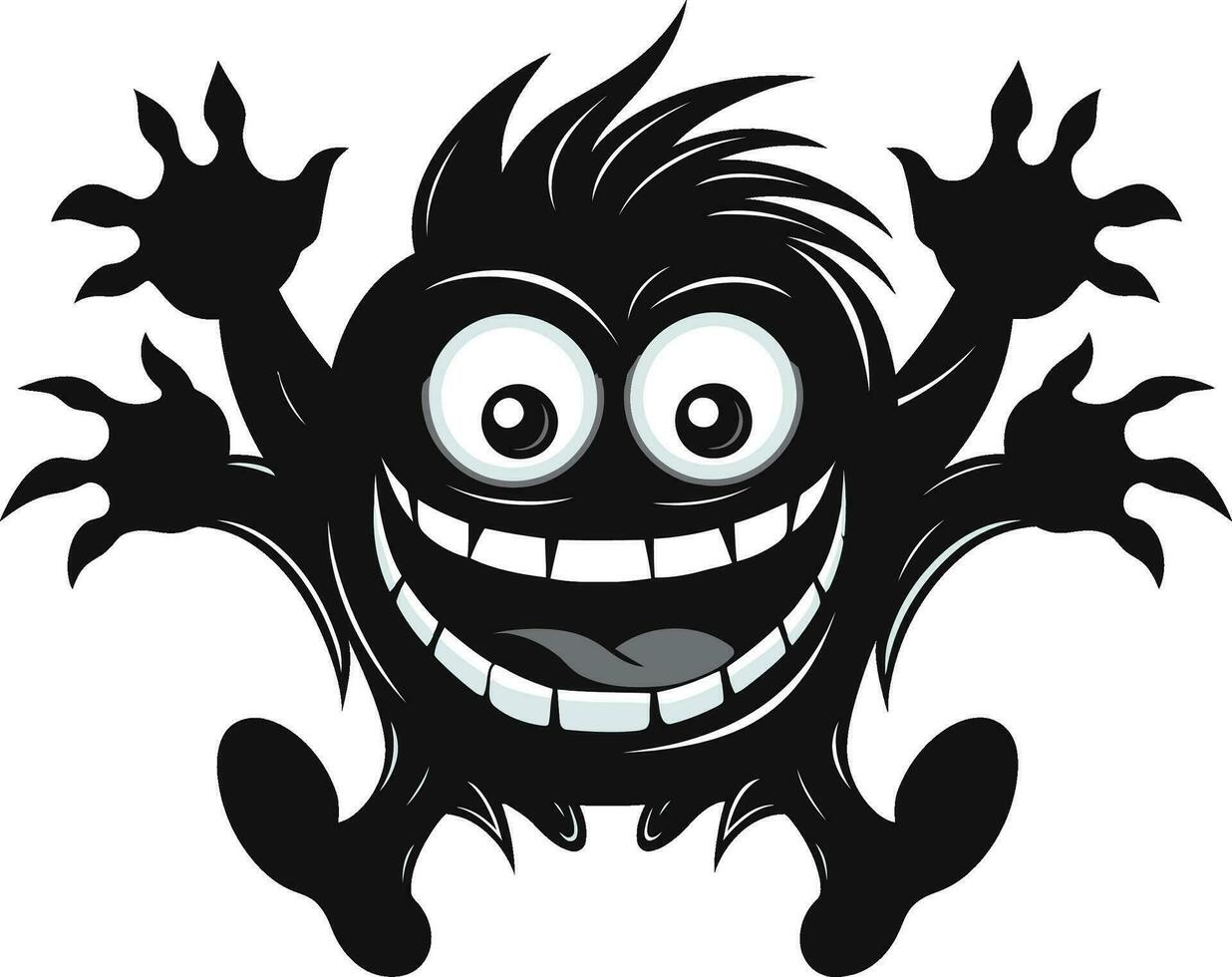 monstruoso mascote desenho animado monstro logotipo criatura conforto Preto vetor ícone