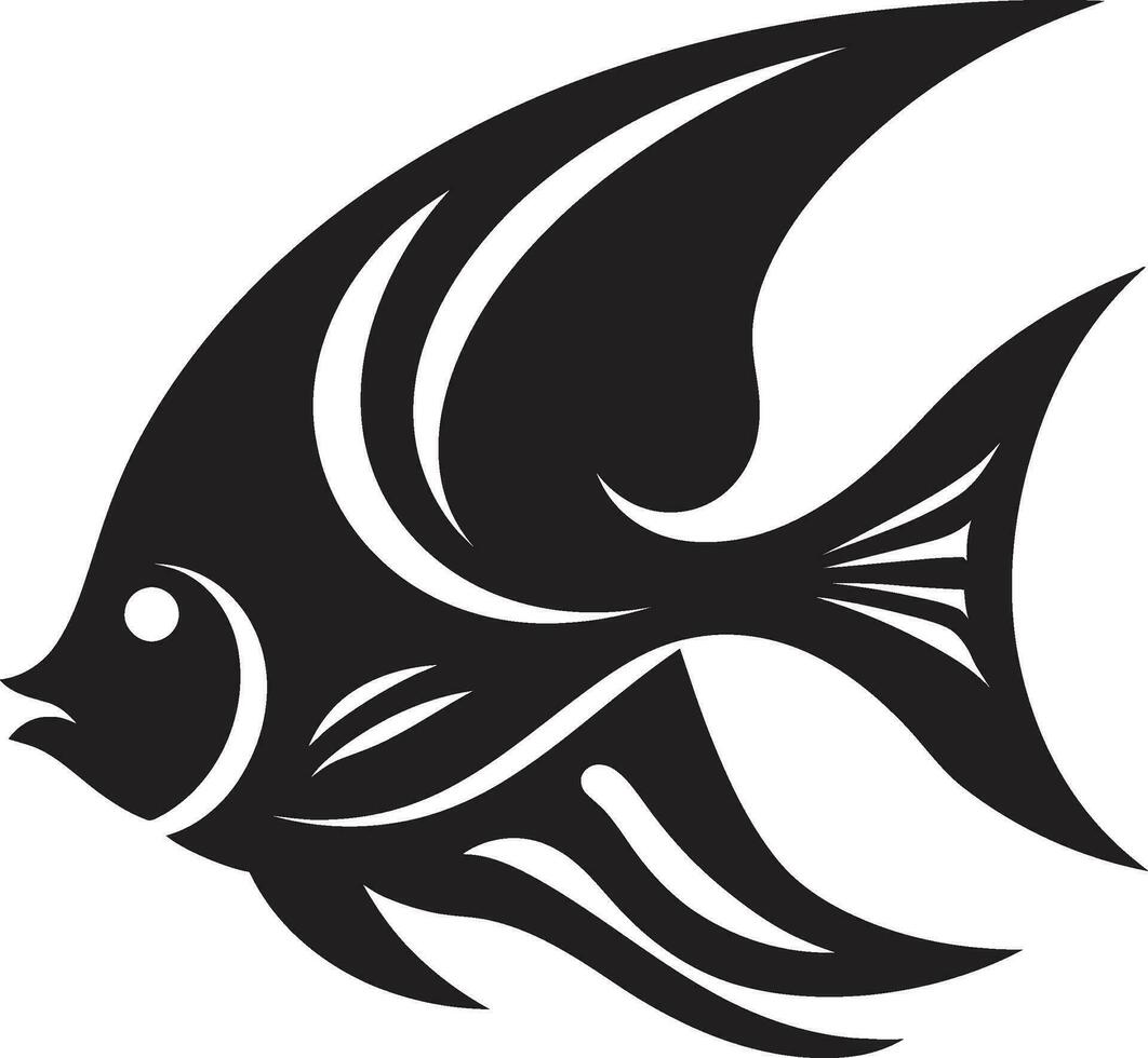 peixe anjo arte Preto logotipo brilho elegante peixe anjo domínio Preto vetor emblema
