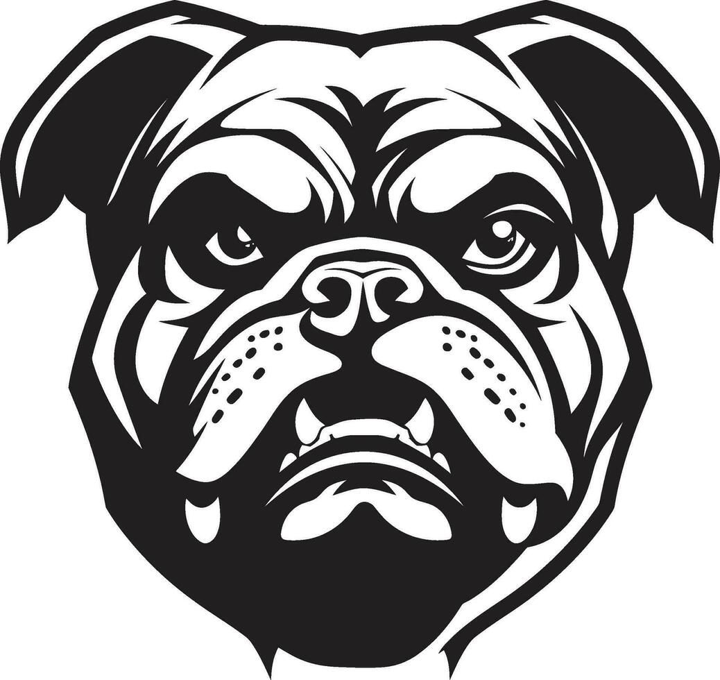 majestoso mascote buldogue logotipo cachorro elegância dentro monocromático Preto vetor ícone