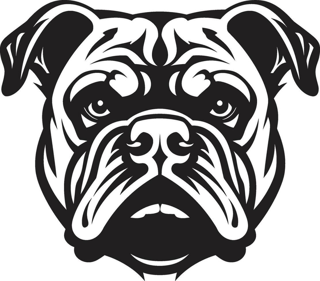 negrito e destemido Preto logotipo com buldogue buldogue majestade icônico emblema dentro Preto vetor