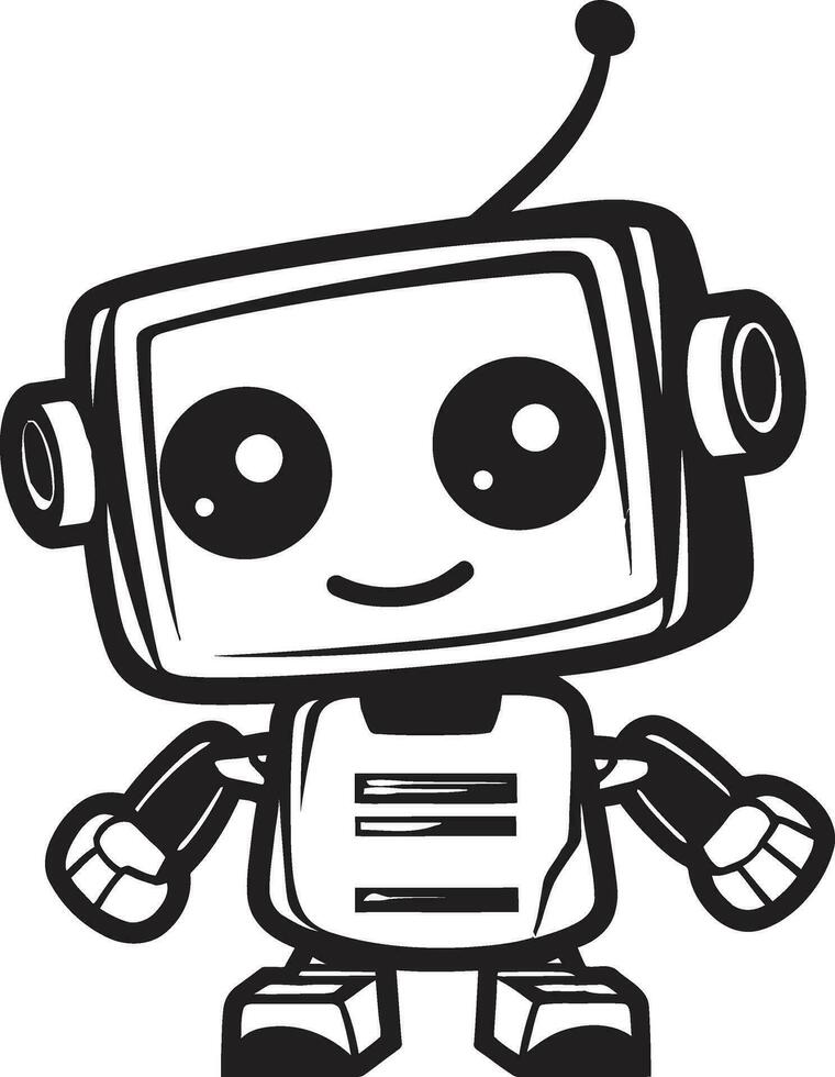 cósmico cubot uma Preto vetor mini mascote pixel protetor uma espaço era robô emblema