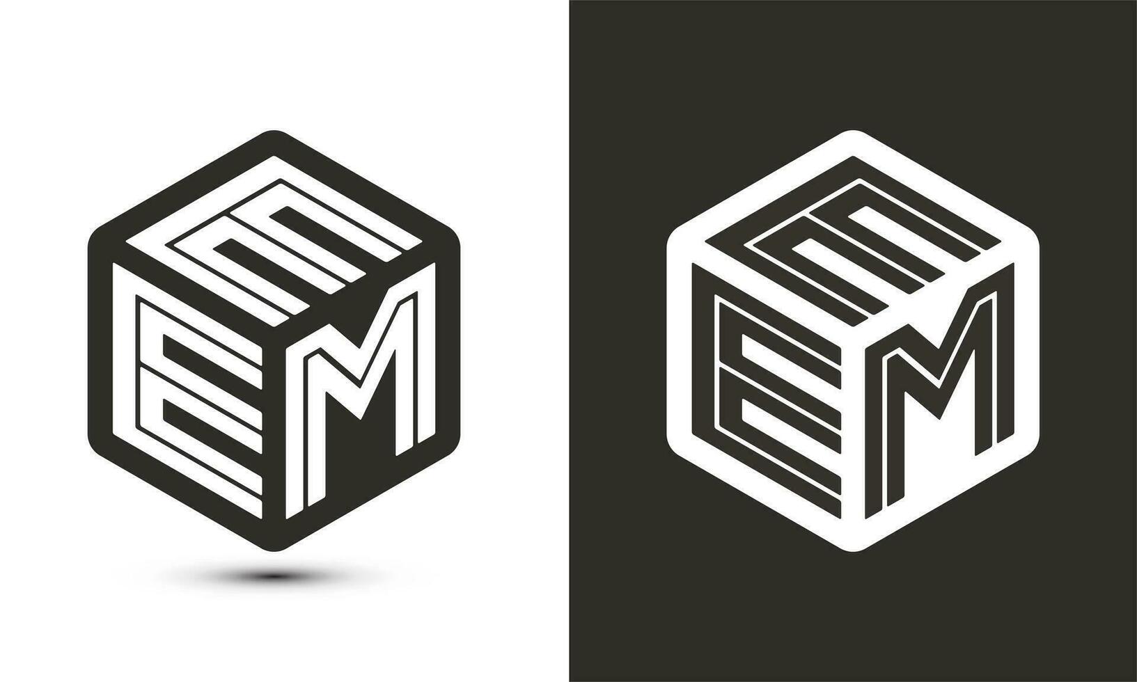 eem carta logotipo Projeto com ilustrador cubo logotipo, vetor logotipo moderno alfabeto Fonte sobreposição estilo.