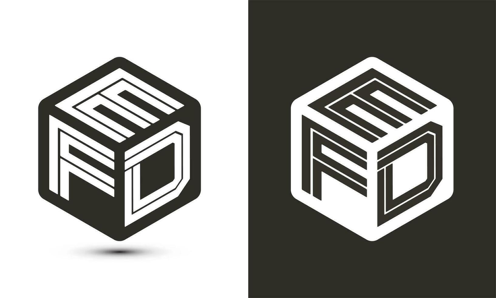 efd carta logotipo Projeto com ilustrador cubo logotipo, vetor logotipo moderno alfabeto Fonte sobreposição estilo.