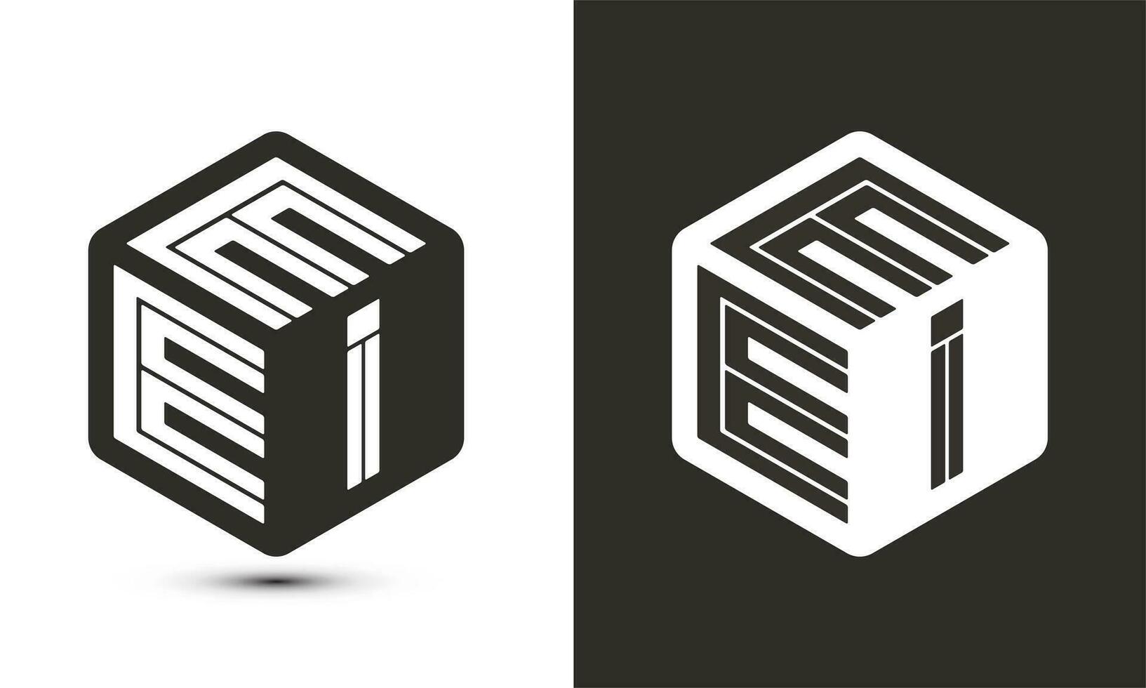 ei carta logotipo Projeto com ilustrador cubo logotipo, vetor logotipo moderno alfabeto Fonte sobreposição estilo.