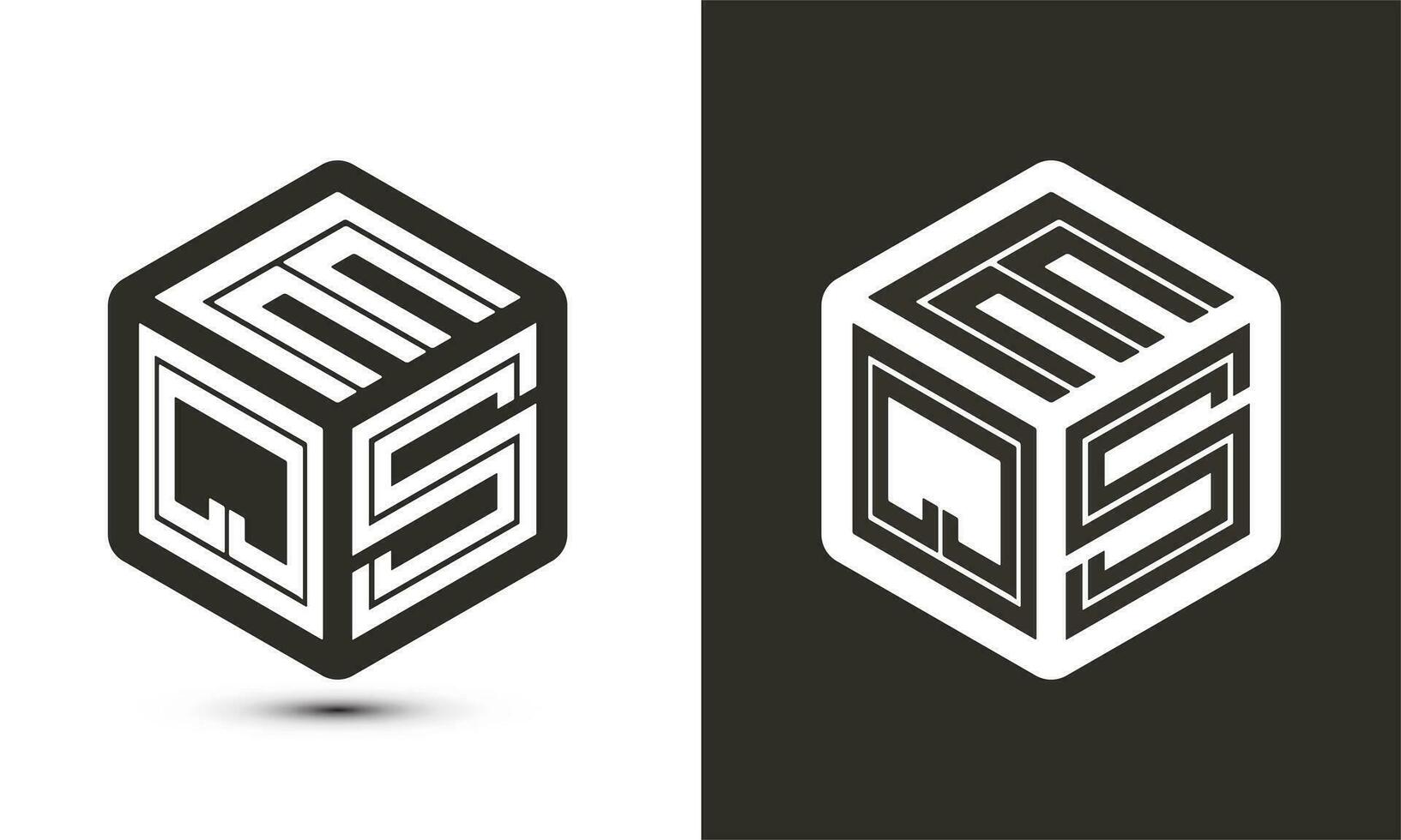 eqs carta logotipo Projeto com ilustrador cubo logotipo, vetor logotipo moderno alfabeto Fonte sobreposição estilo.