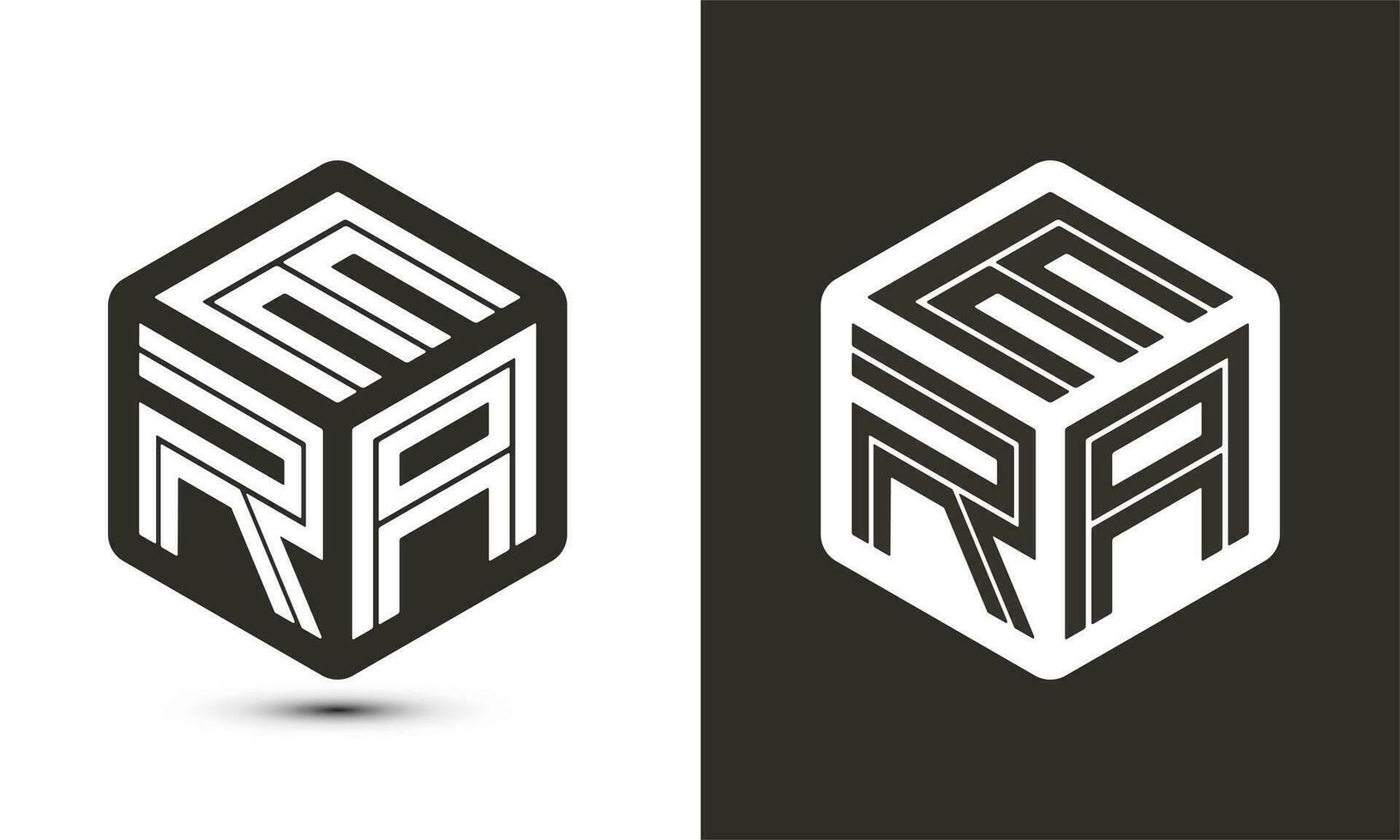 era carta logotipo Projeto com ilustrador cubo logotipo, vetor logotipo moderno alfabeto Fonte sobreposição estilo.