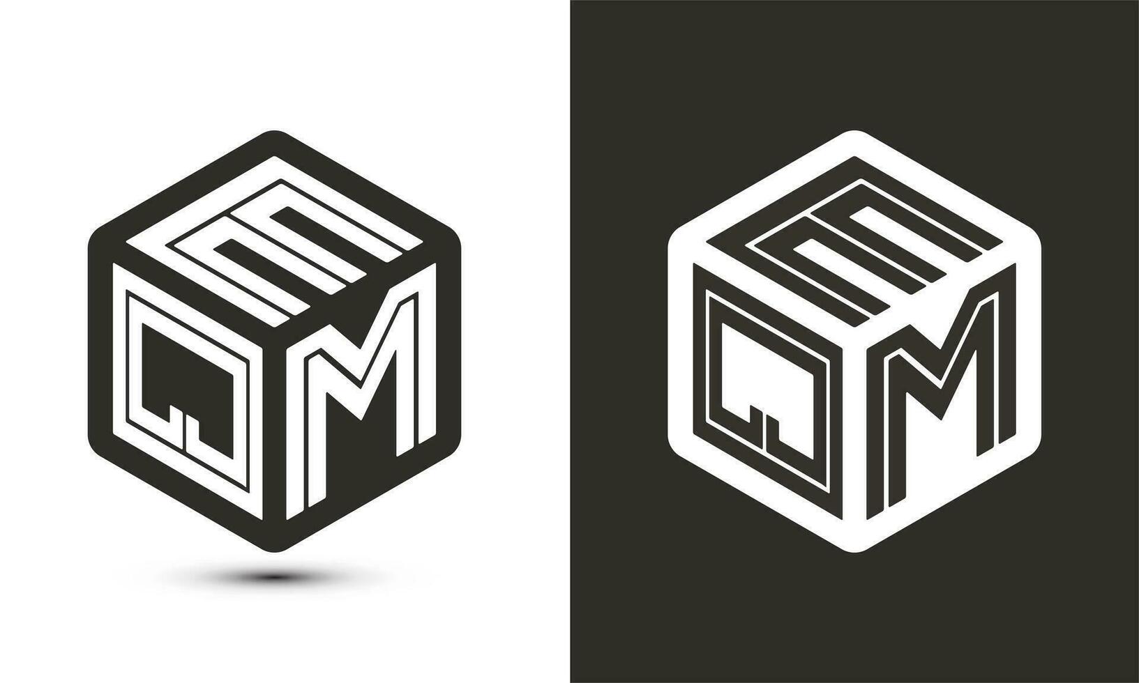 eqm carta logotipo Projeto com ilustrador cubo logotipo, vetor logotipo moderno alfabeto Fonte sobreposição estilo.