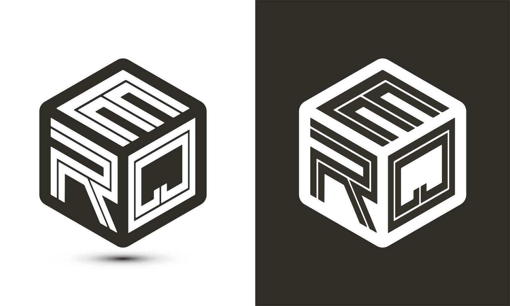 erq carta logotipo Projeto com ilustrador cubo logotipo, vetor logotipo moderno alfabeto Fonte sobreposição estilo.