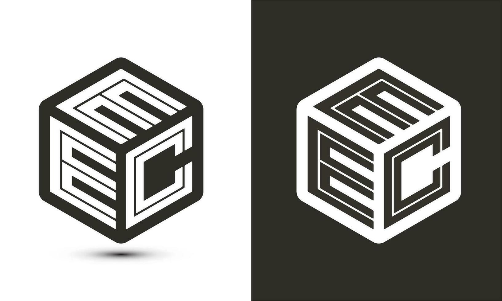 eec carta logotipo Projeto com ilustrador cubo logotipo, vetor logotipo moderno alfabeto Fonte sobreposição estilo.