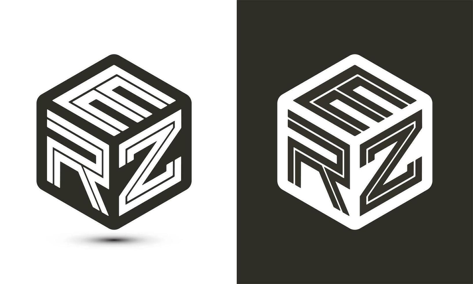 erz carta logotipo Projeto com ilustrador cubo logotipo, vetor logotipo moderno alfabeto Fonte sobreposição estilo.