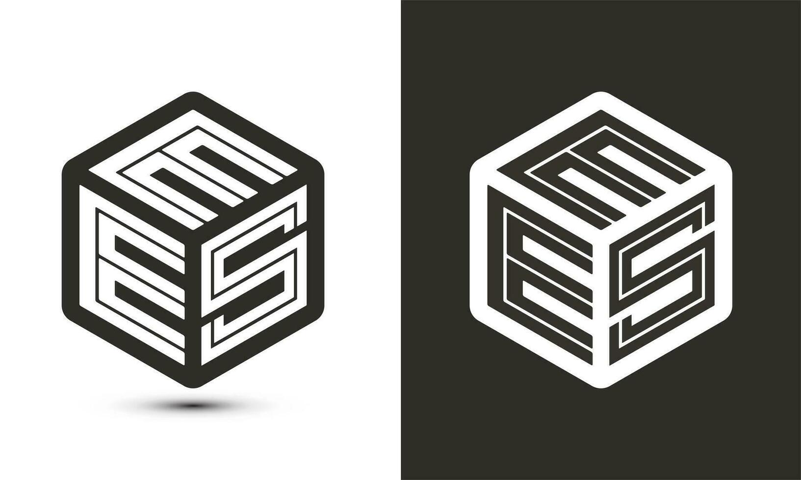ees carta logotipo Projeto com ilustrador cubo logotipo, vetor logotipo moderno alfabeto Fonte sobreposição estilo.