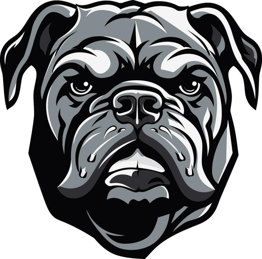 corajoso canino buldogue Projeto emblema elegância dentro Preto buldogue logotipo excelência vetor