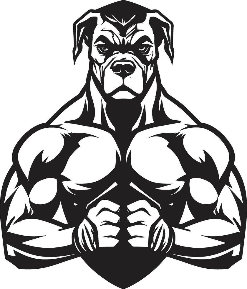 icônico atletismo desencadeado Preto emblema Projeto Preto e desportivo boxer cachorro vetor símbolo