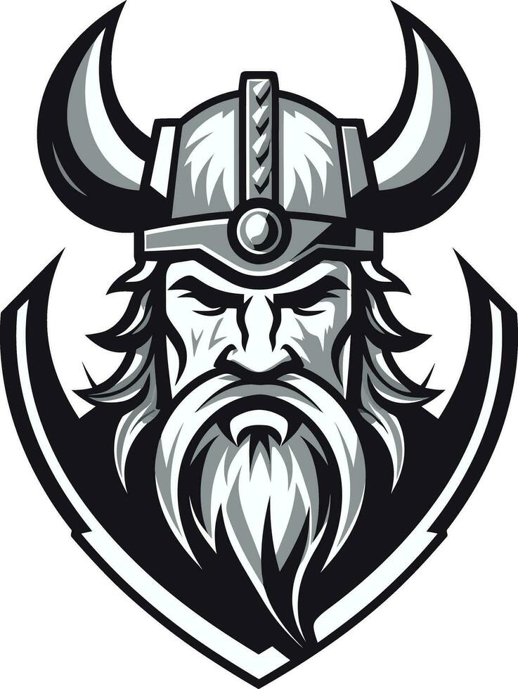meia noite saqueador uma furtivo viking emblema nórdico sentinela uma Preto vetor viking guardião