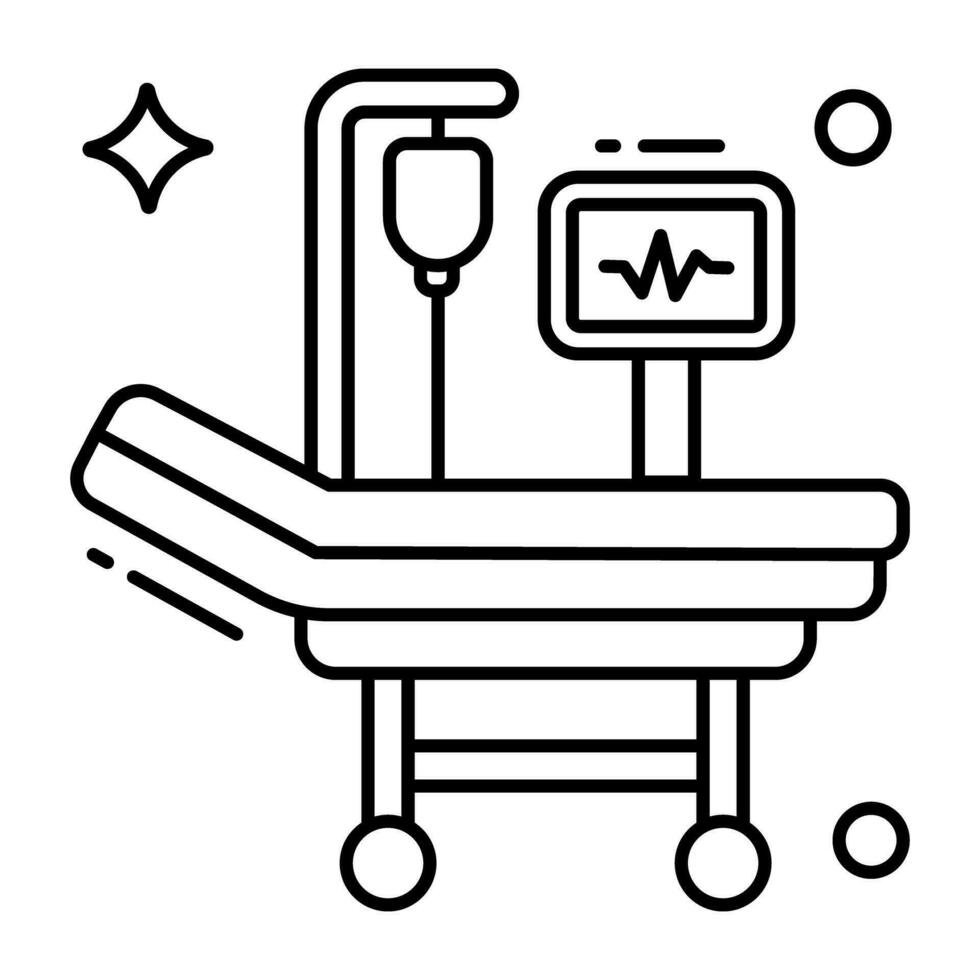 uma linha Projeto ícone do hospital cama vetor