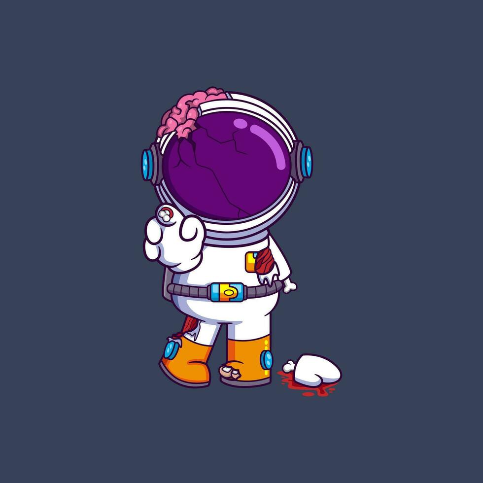 fofa astronauta zumbi desenho animado personagem vetor