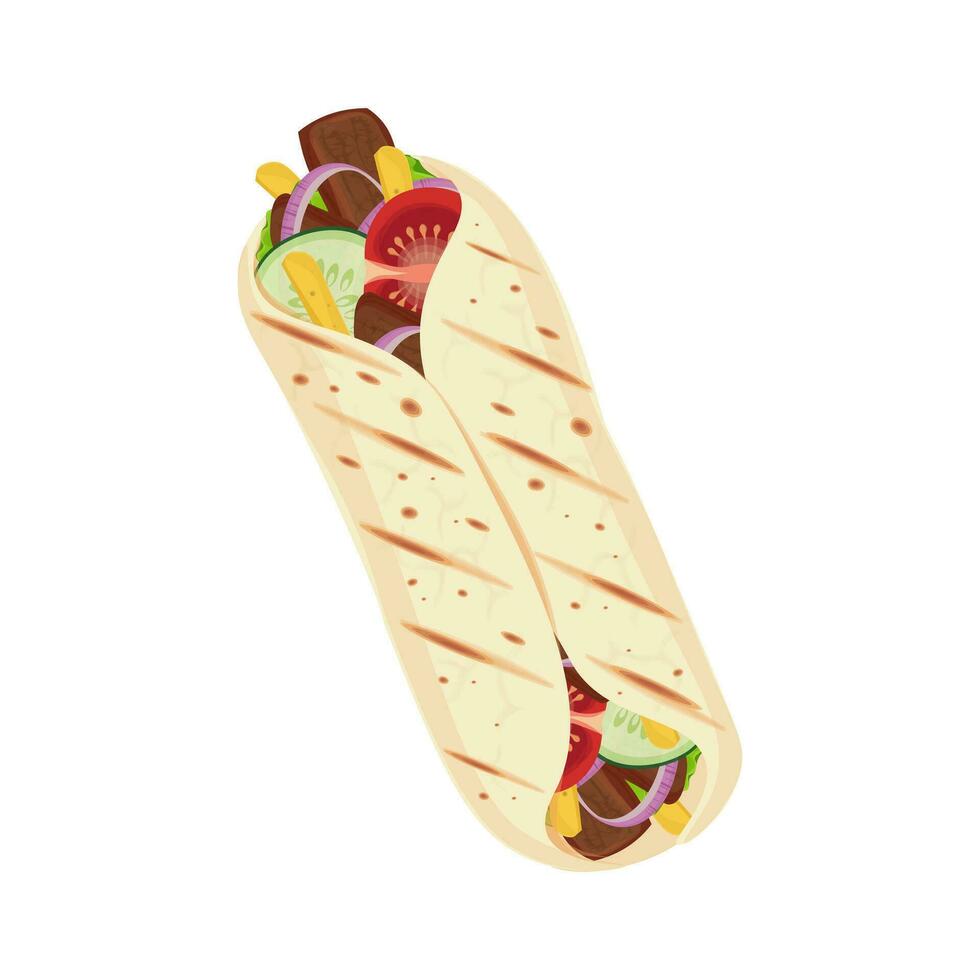 delicioso shawarma isolado ilustração logotipo vetor