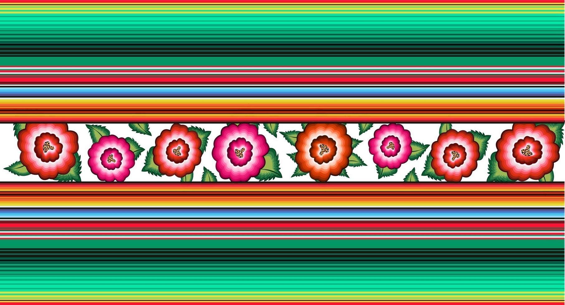 padrão de bordado floral mexicano banner sem costura, colorido étnico vetor