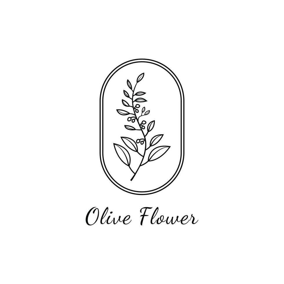 minimalista Oliva flor logotipo Projeto idéia com quadro, Armação vetor