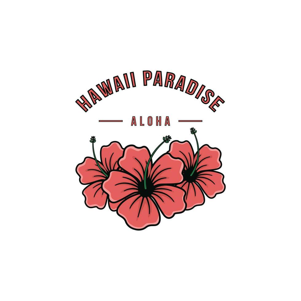 havaiano paraíso aloha logotipo Projeto idéia com hibisco flores vetor