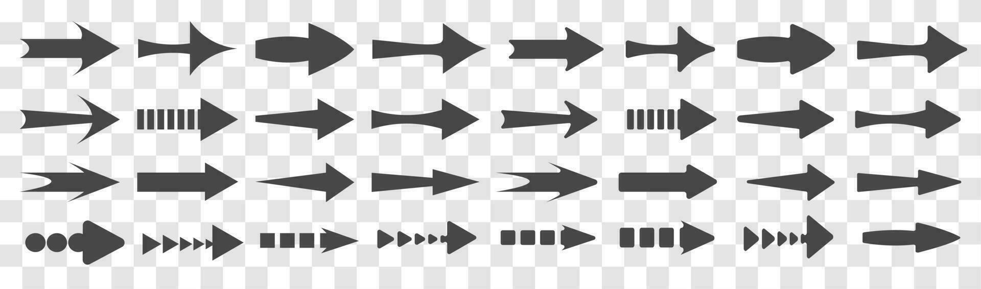 Setas; flechas grande Preto conjunto ícones. seta ícone. seta vetor coleção. seta. cursor. moderno simples Setas; flechas. conjunto do vetor Setas; flechas do diferente formas e tamanhos. vetor gráficos. ícones.