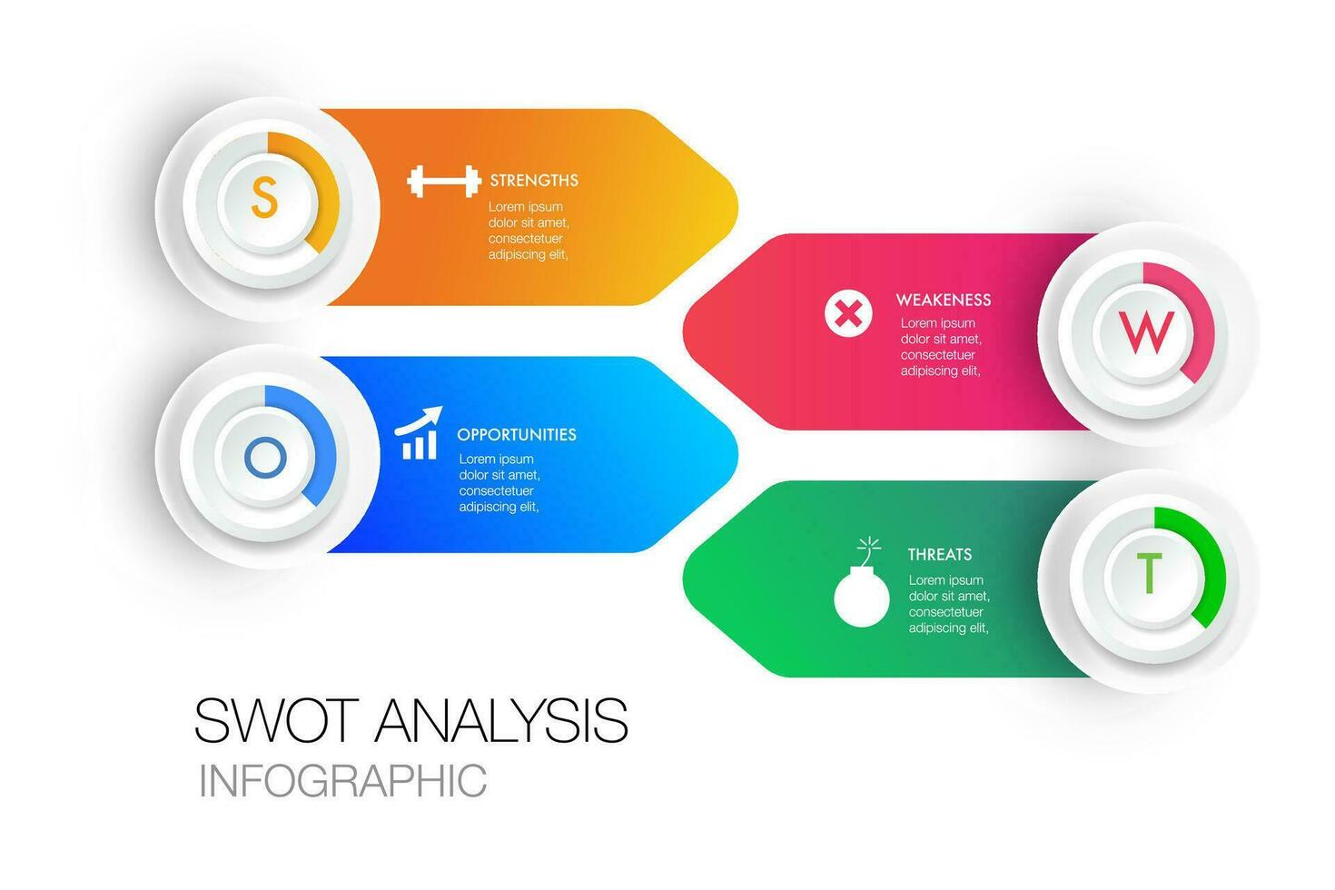 infográfico modelo para swot análise para marketing pode Aplique diagrama estrutura visão, moderno degrau Linha do tempo infográficos Projeto vetor e apresentação o negócio