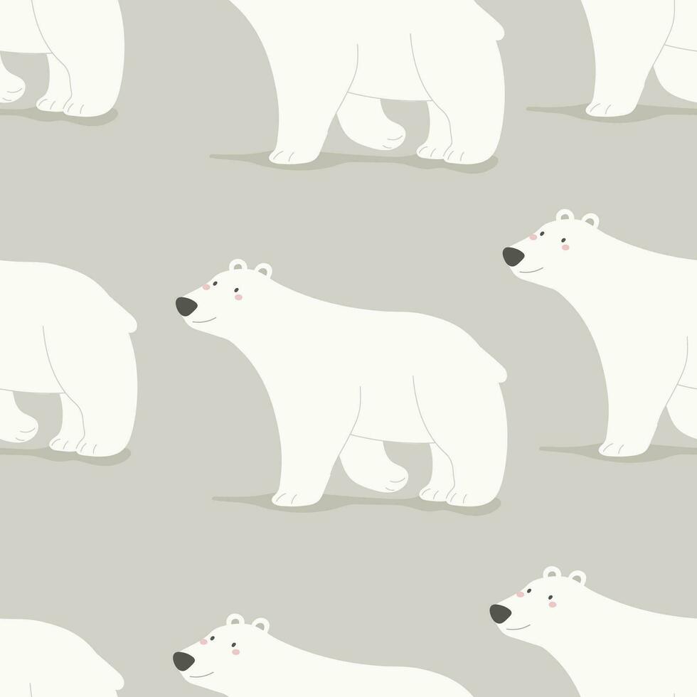 desatado padronizar com ártico e antártico animais, decoração elementos. desenho animado personagem - polar urso. colorida vetor plano para crianças. mão desenho. bebê Projeto para tecido, imprimir, embrulho, têxtil