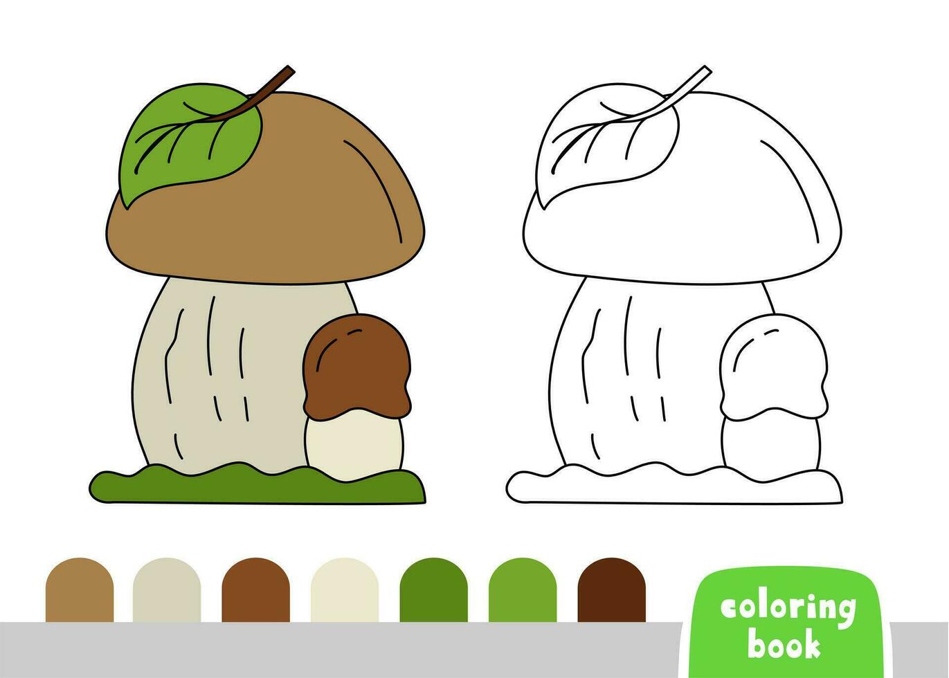 coloração livro para crianças cogumelo página modelo vetor ilustração