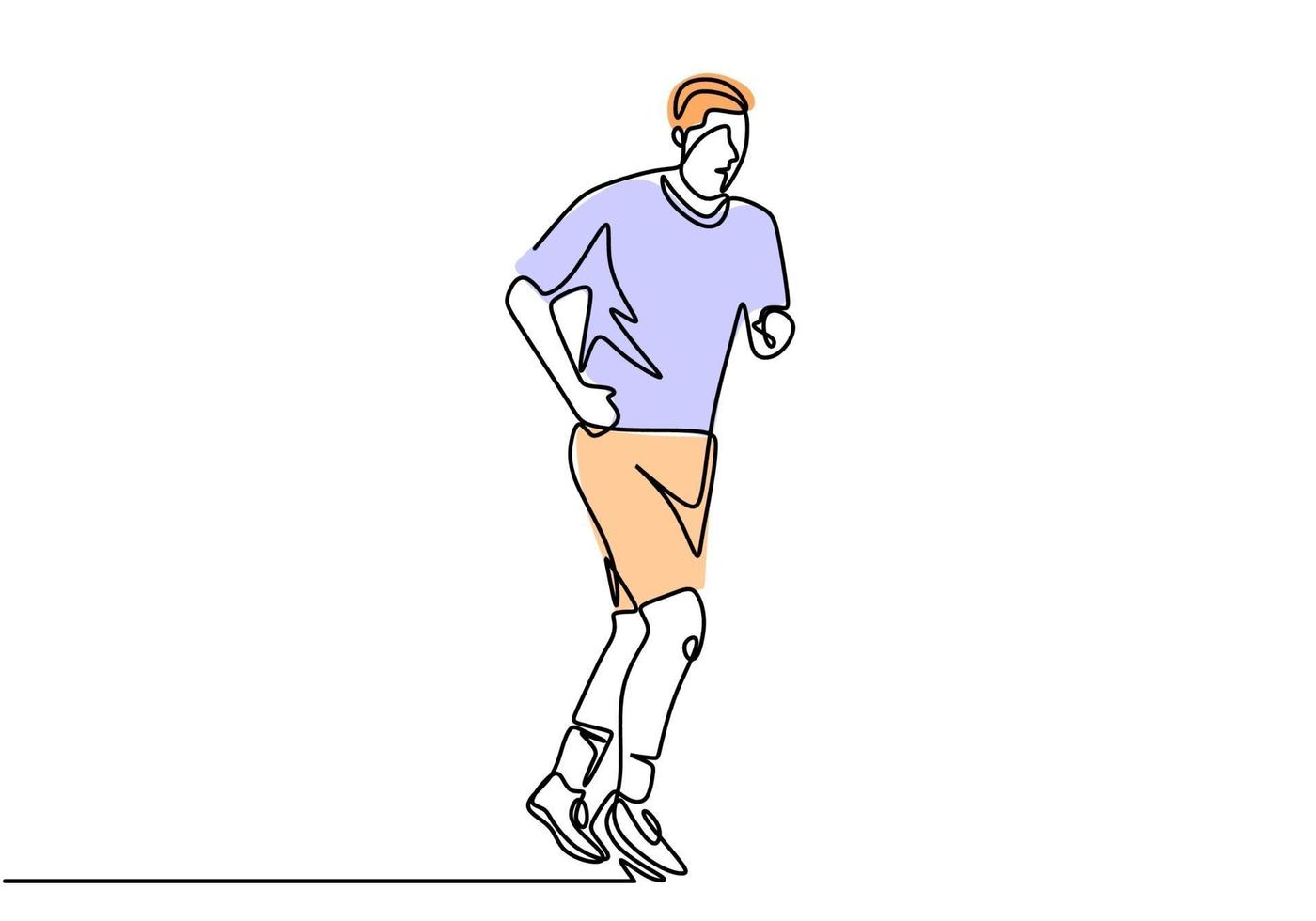 um desenho de linha contínua do corredor. homem fazendo exercício esporte. vetor