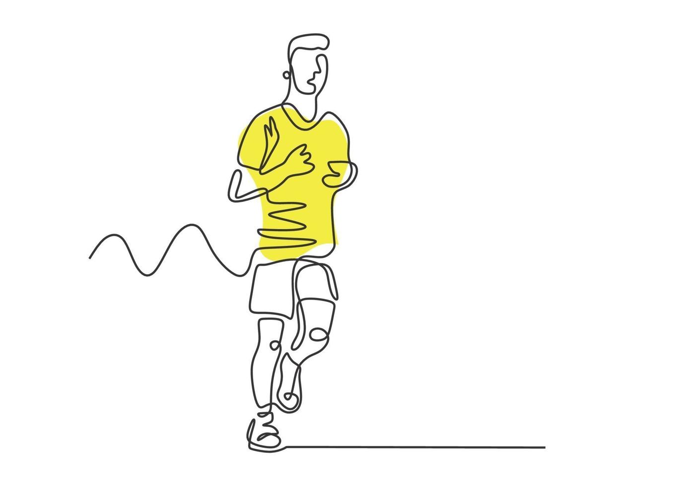 o corredor de maratona continua um desenho de linha. pessoa fazendo esporte vetor
