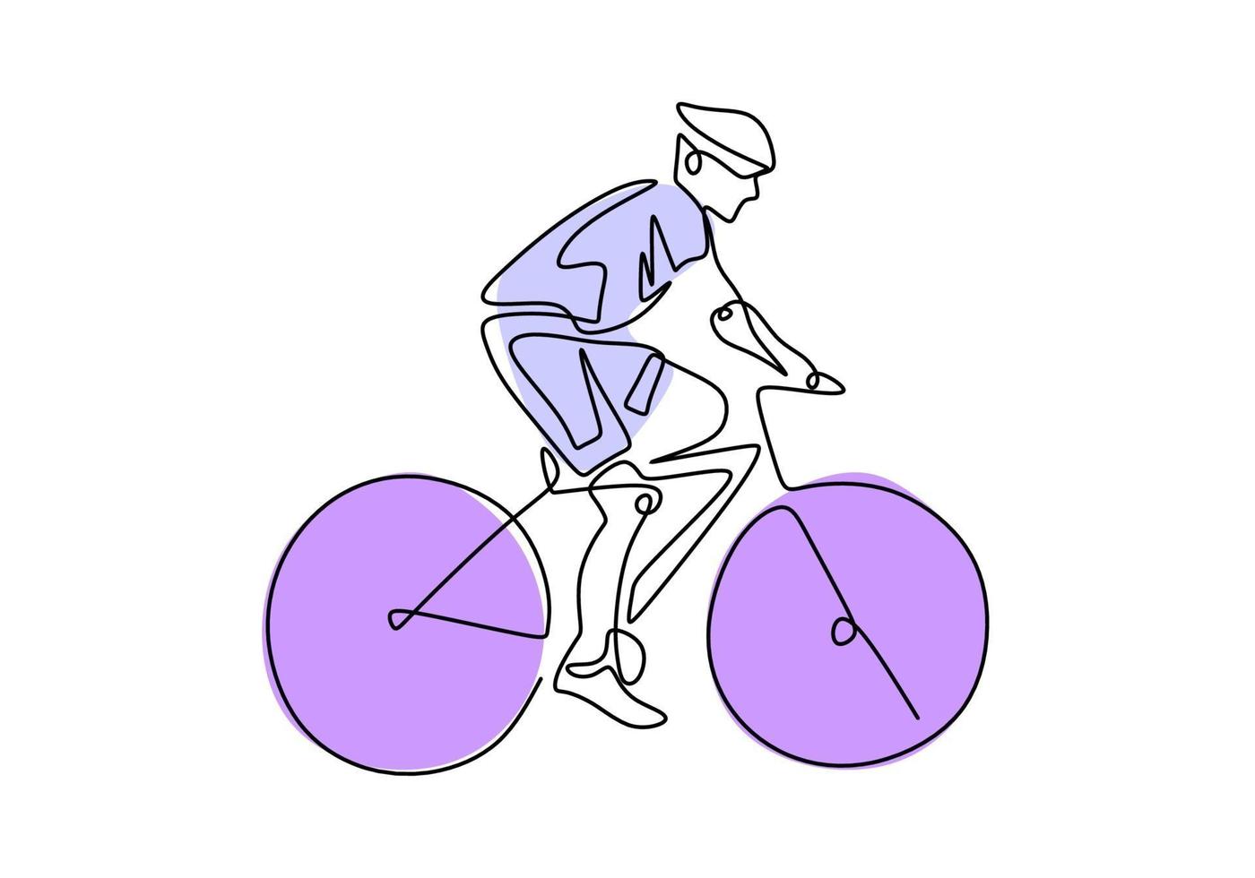 atleta de bicicleta de uma linha contínua. desenho de esboço desenhado de mão. vetor