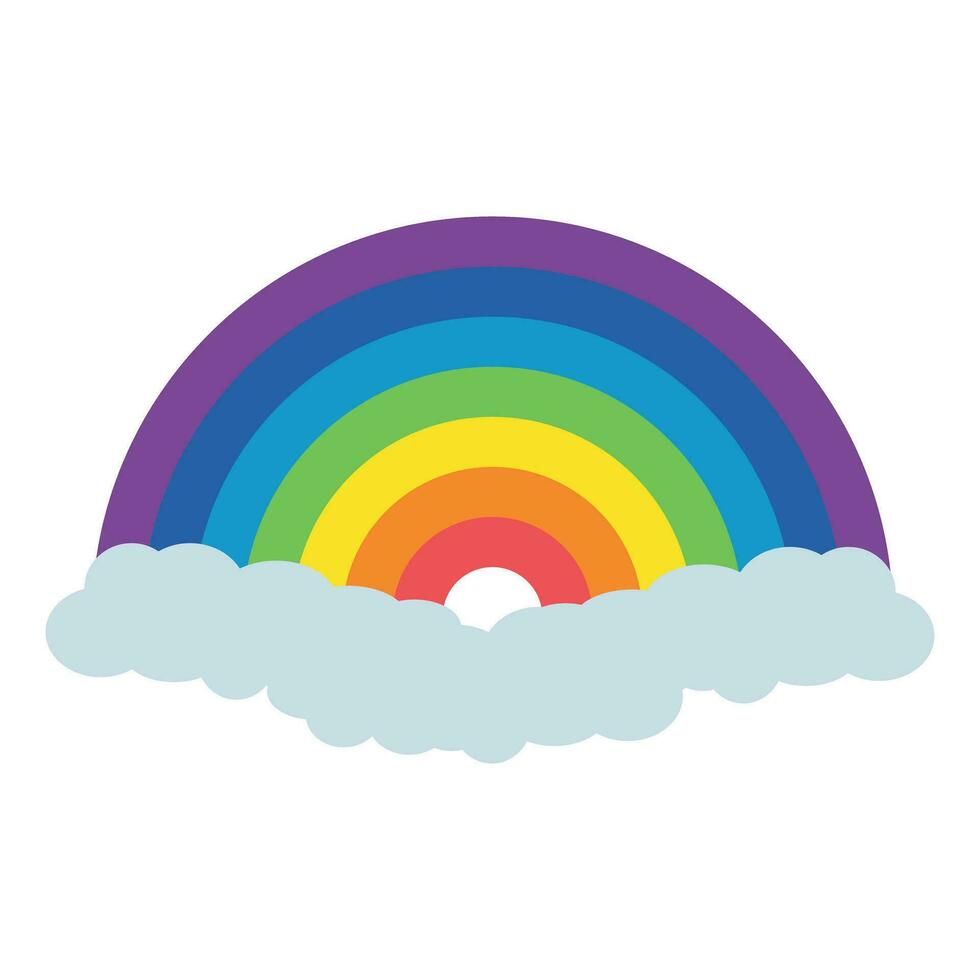 arco Iris e nuvens ícone. clima estação e meteorologia tema. isolado Projeto. vetor ilustração. plano ilustração do arco Iris e nuvem vetor ícone para rede