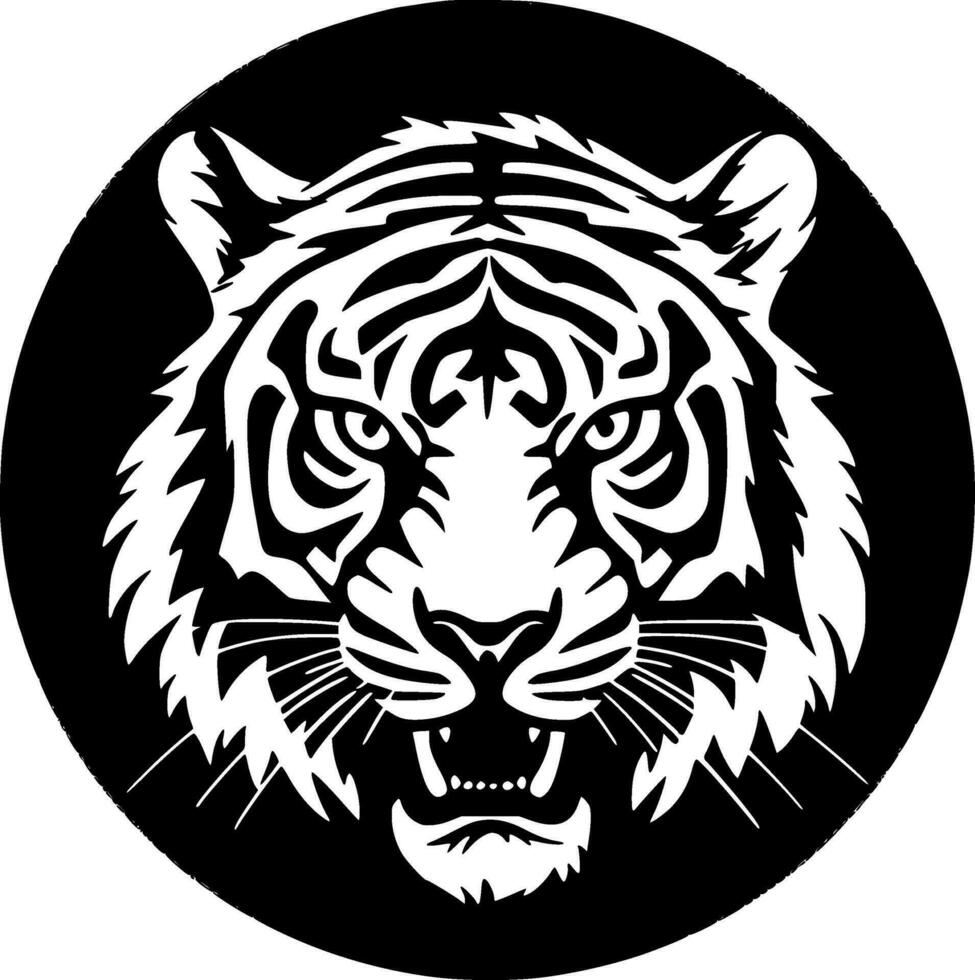 tigre - Preto e branco isolado ícone - vetor ilustração